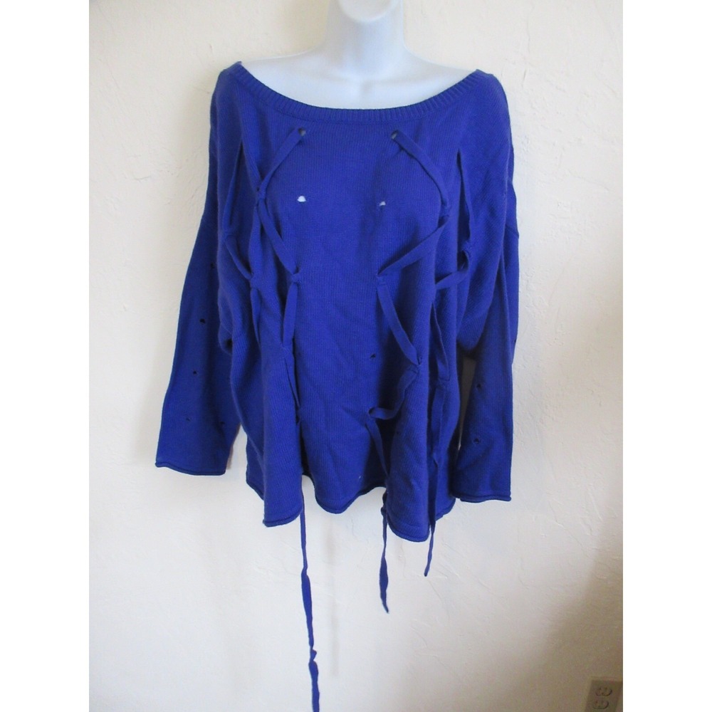 Mark Sweater Plus Size 2X Lace Up Detail Drop Shoulder